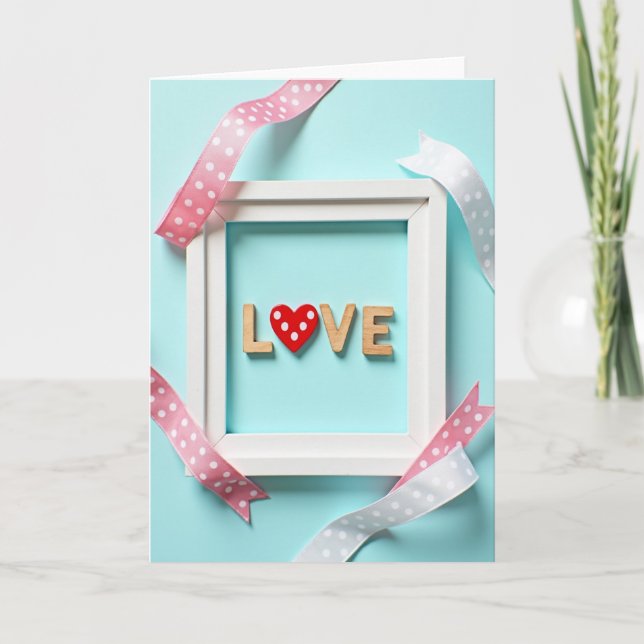Love Heart Polka Dot Frame Card (Front)