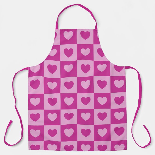 Love Heart Polka Dot Patchwork Pattern Apron (Front)