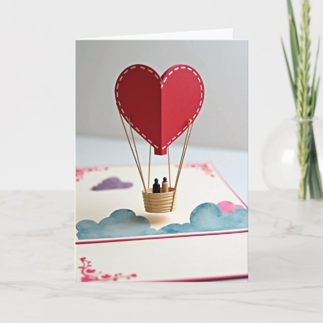 Love Heart Pop Up Balloon Card (Front)