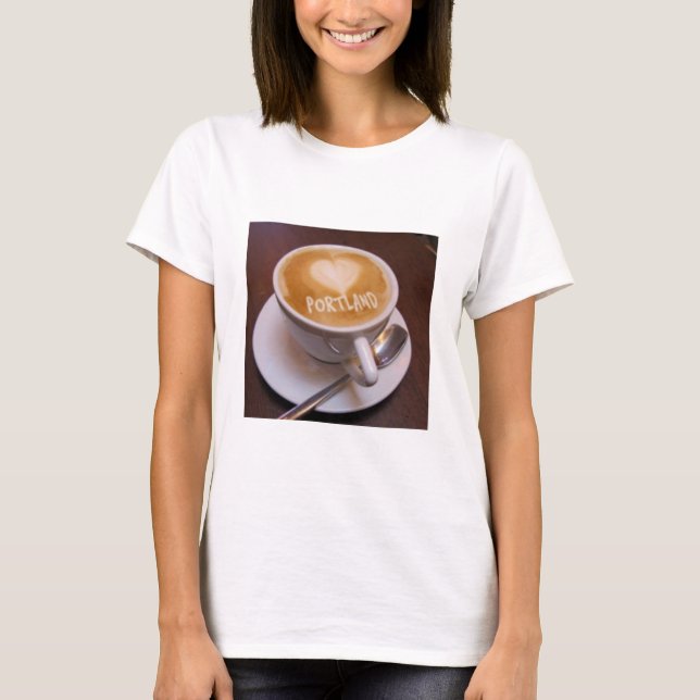 Love Heart Portland Cappuccino Coffee Cup T-shirt (Front)