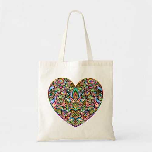 Love Heart Psychedelic Art Design tote bag