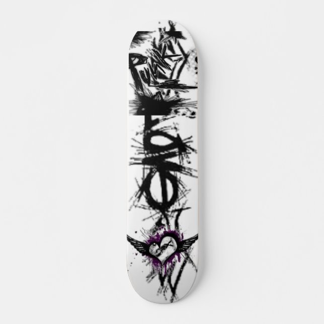 love, heart, punk skateboard deck (Front)