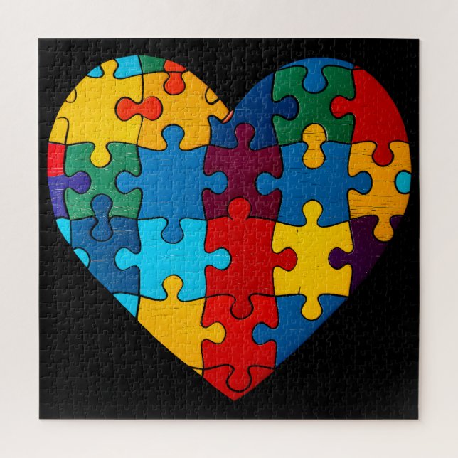 Love Heart Puzzle Acceptance Autism Awareness (Vertical)