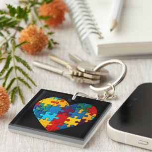 Love Heart Puzzle Acceptance Autism Awareness Keychain