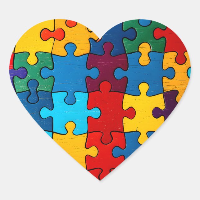 Love Heart Puzzle Acceptance Autism Awareness Sticker (Front)