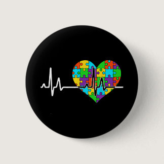Love Heart Puzzle Acceptance Men Women Kids Autism Button