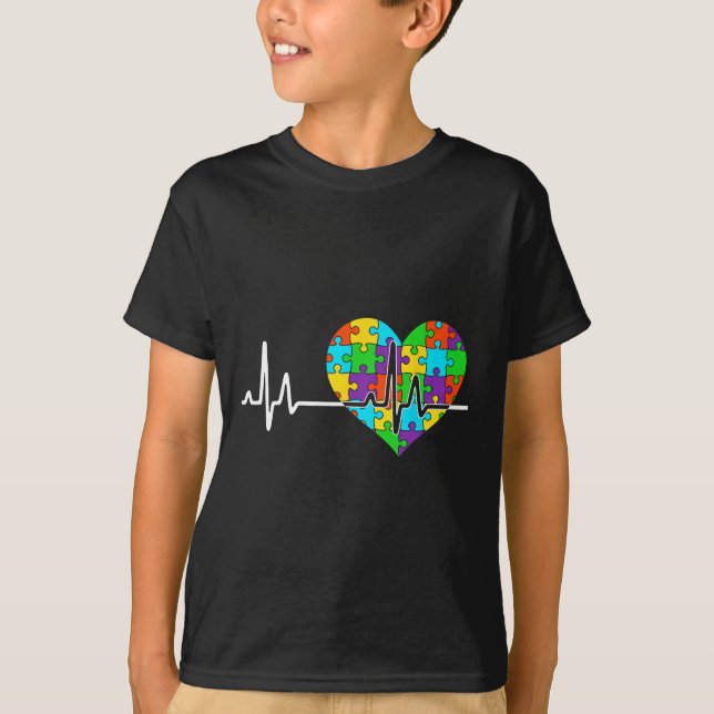 Love Heart Puzzle Acceptance Men Women Kids Autism T-Shirt (Front)