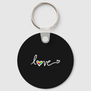 Love Heart Puzzle Cute Autism Awareness Asd Men Wo Keychain