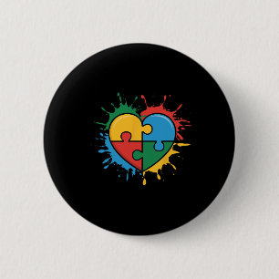 Love Heart Puzzle Piece Acceptance Autism Awarenes Button