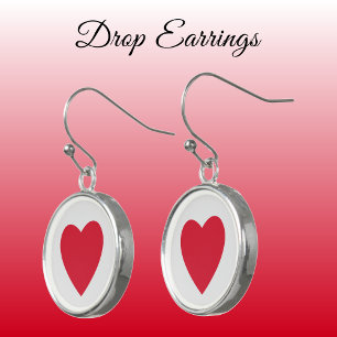Love heart red and grey earrings