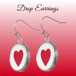 Love heart red and white earrings