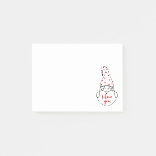 Love Heart Red Black Cute Girl Garden Gnome  Post_it Notes