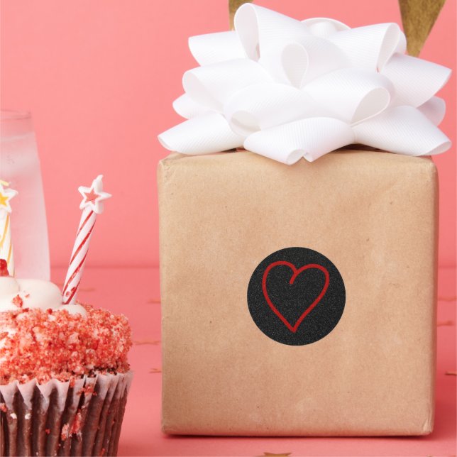Love Heart Red Glitter Valentine's Classic Round S Sticker (Party)