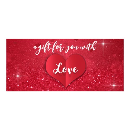 Love Heart Red Glitter Valentines Day Gift Card