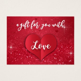  Love Heart Red Glitter Valentine's Day Gift Card