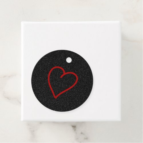 Love Heart Red Glitter Valentines Favor Tags
