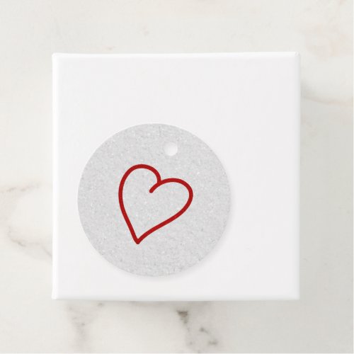 Love Heart Red Glitter Valentines Favor Tags