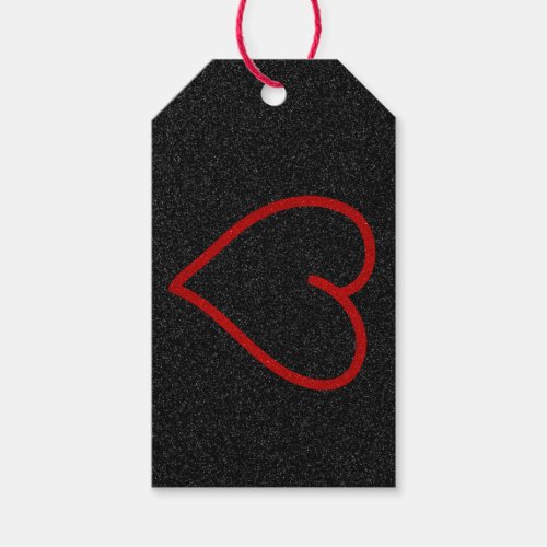 Love Heart Red Glitter Valentines Gift Tags