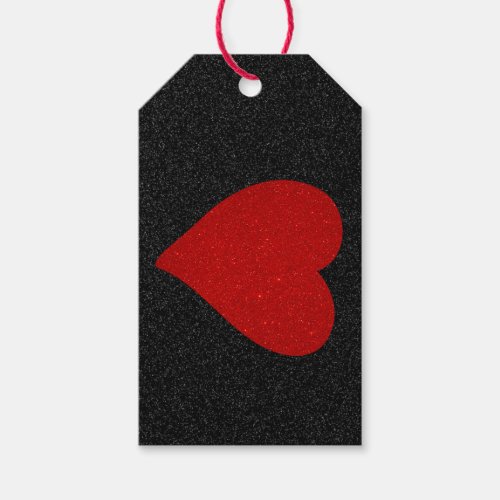 Love Heart Red Glitter Valentines Gift Tags