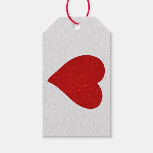Love Heart Red Glitter Valentines Gift Tags