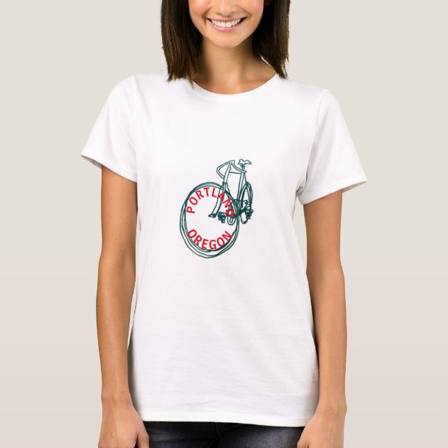 Love Heart Red Portland Oregon Bicycle T-Shirt (Front)