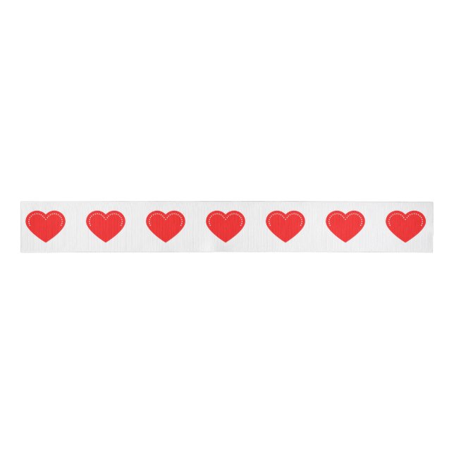 Love Heart Red Valentine's Grosgrain Ribbon (Front)