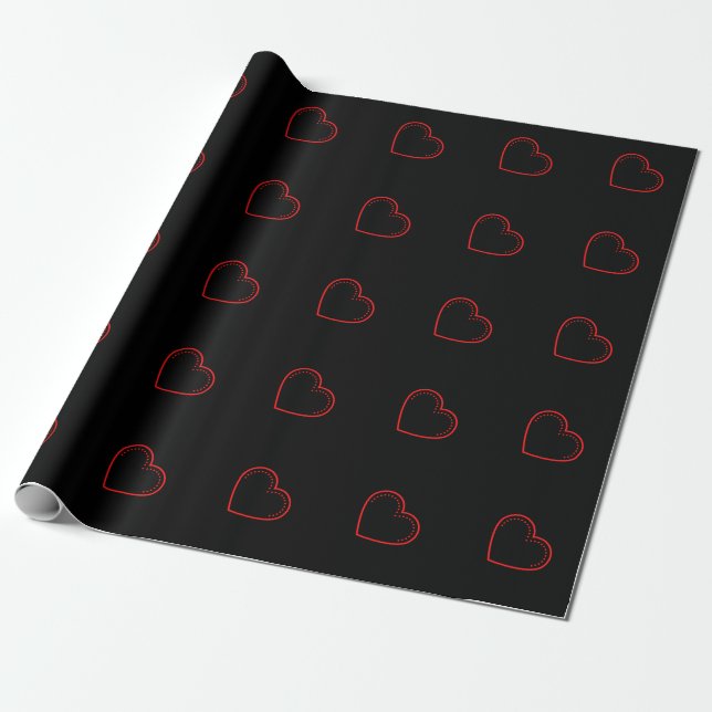 Love Heart Red Valentine's Wrapping Paper (Unrolled)