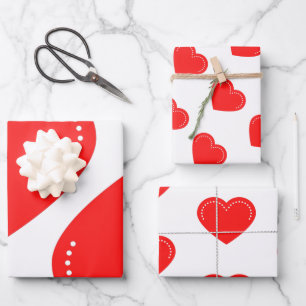 Love Heart Red Valentine's Wrapping Paper Sheets