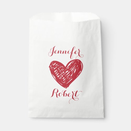 Love Heart Red  White Wedding Personalized Party Favor Bag