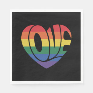 Love Heart retro 70s Groovy LGBT Rainbow Pride Napkins