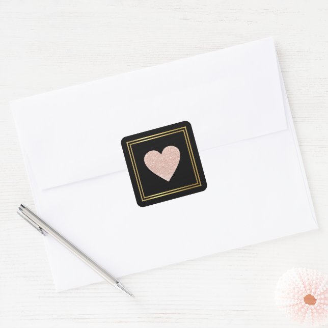 Love heart romantic wedding  square sticker (Envelope)