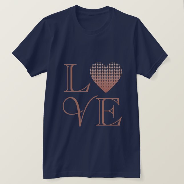 Love heart rose gold blush pink chic valentine T-Shirt (Design Front)