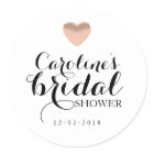 Love Heart Rose Gold Bridal Shower Sticker