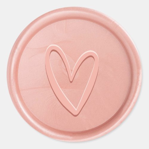Love Heart Rose Pink Wax Seal Sticker