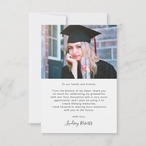 Love Heart Script Class of 2024 Graduation Photo Thank You Card | Zazzle