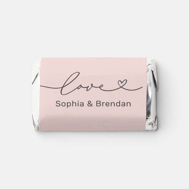 Love Heart Script Custom Pink and Gray Wedding Hershey's Miniatures (Front)