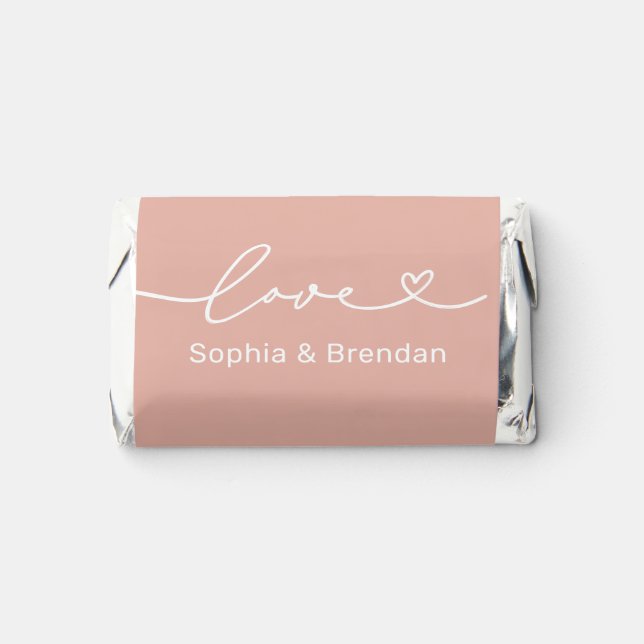 Love Heart Script Custom Rose Gold Wedding Hershey's Miniatures (Front)