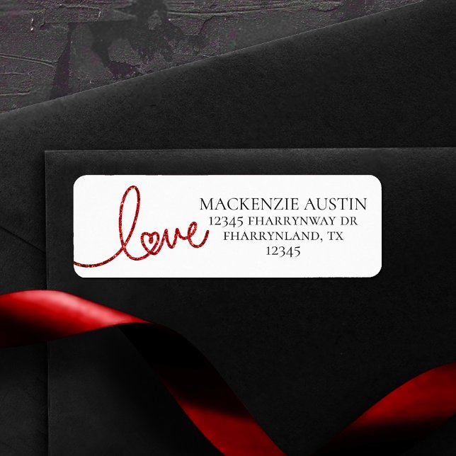 Love Heart Script | Modern Red and White Address Label (Creator Uploaded)