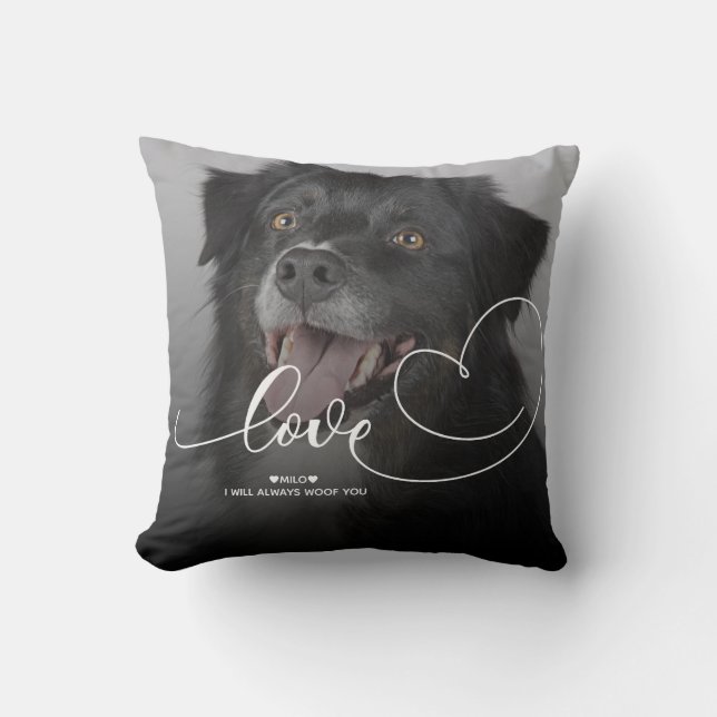 Love Heart Script | Pet Photo   Throw Pillow (Front)