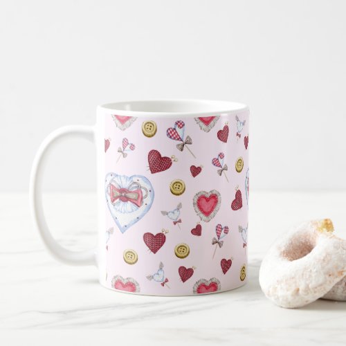 Love Heart Sewing Watercolor            Coffee Mug