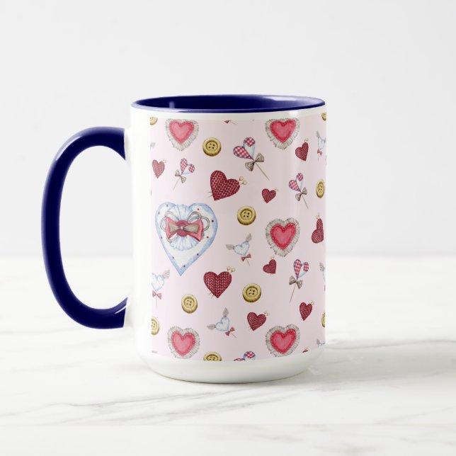 Love Heart Sewing Watercolor        Mug (Left)