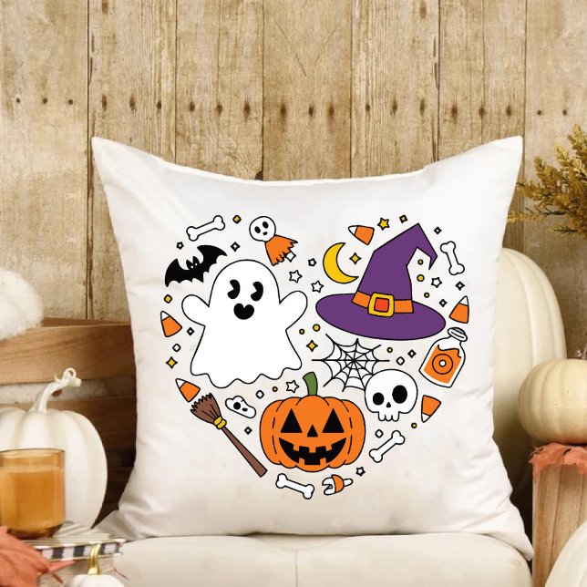 Love Heart Shape Our 1st Halloween Family New Home Throw Pillow (Love Heart Shape Our 1st Halloween Family New Home Throw Pillow)