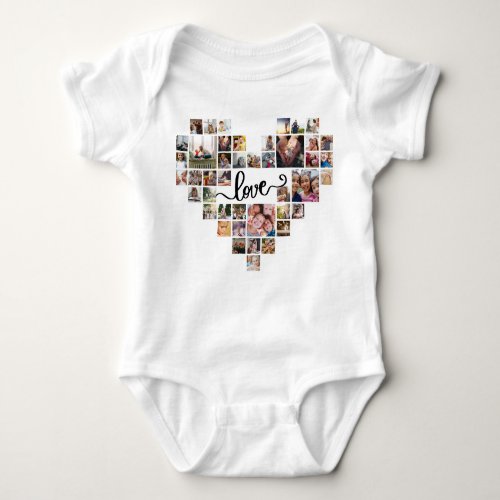 Love Heart Shape Photo Collage babysuits  Baby Bodysuit