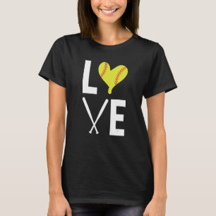 Love Heart Shaped Ball Softball Bats Softball T-Shirt
