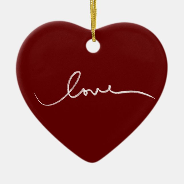 "Love" Heart Shaped Christmas Tree Ornament (Front)