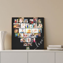 Love Heart Shaped Photo Collage Small Square Canvas Print