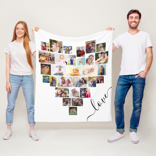 Love Heart Shaped Photo Collage White
