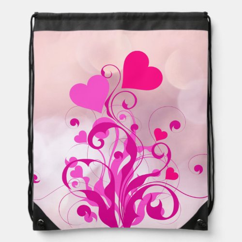 Love Heart Shapes Drawstring Bag
