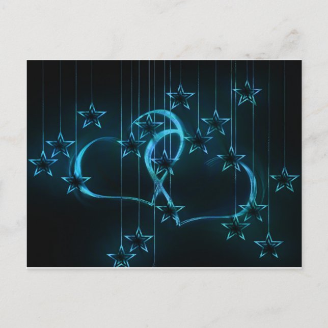 Love Heart Shower Birthday Party Destiny Stars Postcard (Front)