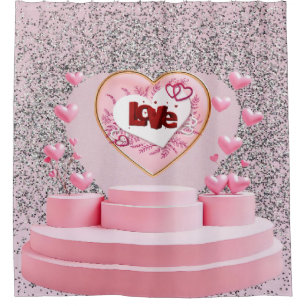 Love heart shower curtain
